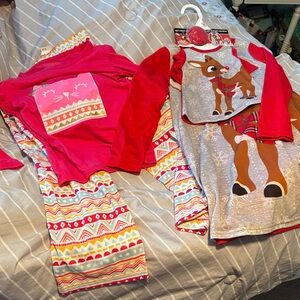 Kids Festive Pajama Set - Red and Gray